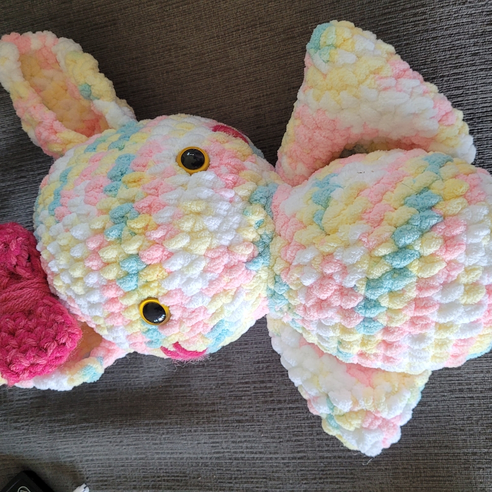 Whimsical Pink and Yellow Plush Fish Stuffed Animal
